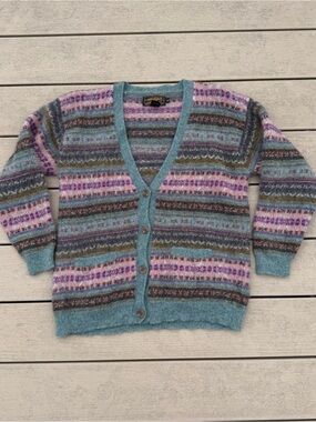 Vintage Eddie Bauer 100% Wool Winter Cardigan Sweater Womens Size Medium